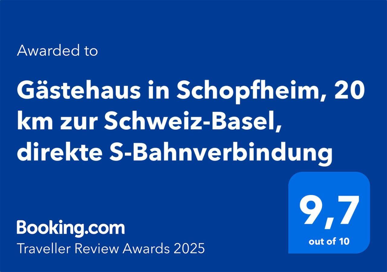 Gaestehaus In Schopfheim, 20 Km Zur Schweiz-Basel, Direkte S-Bahnverbindung Εξωτερικό φωτογραφία